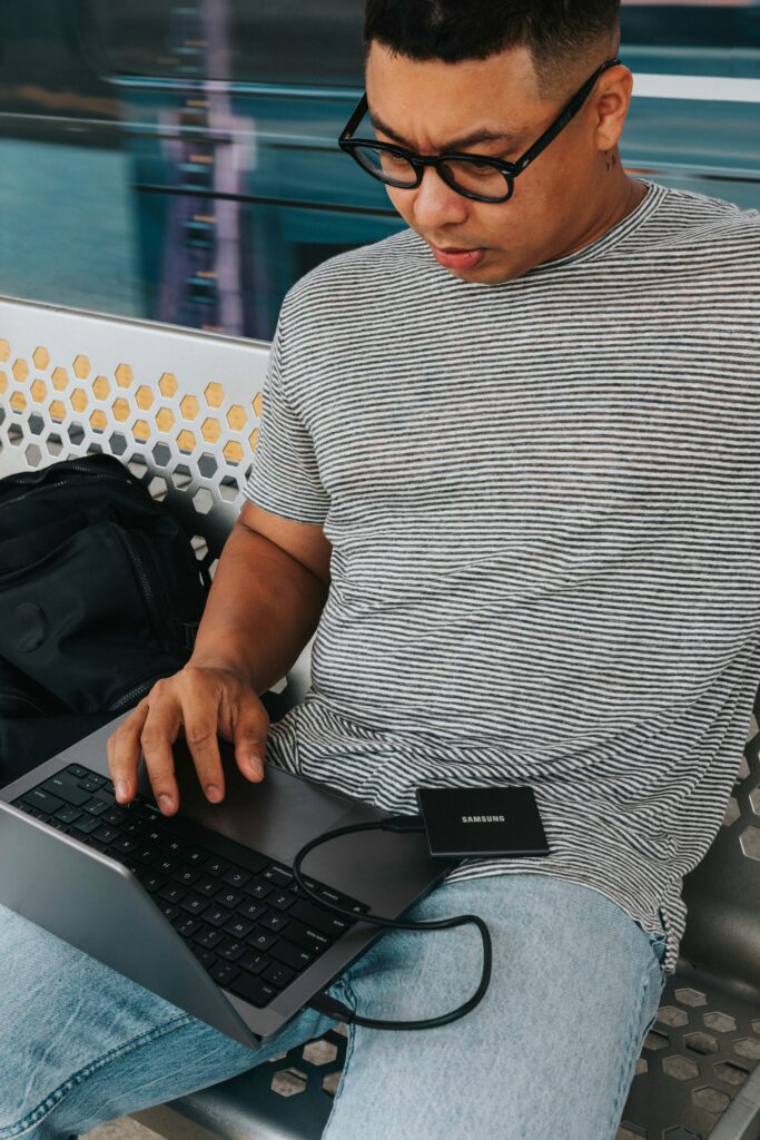 Freelancer creating an online portfolio website to attract high-paying clients